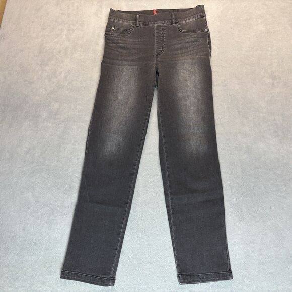 SPANX Jeans Size Medium Tall MT Ankle Straight Leg Denim Vintage Black - Picture 2 of 9